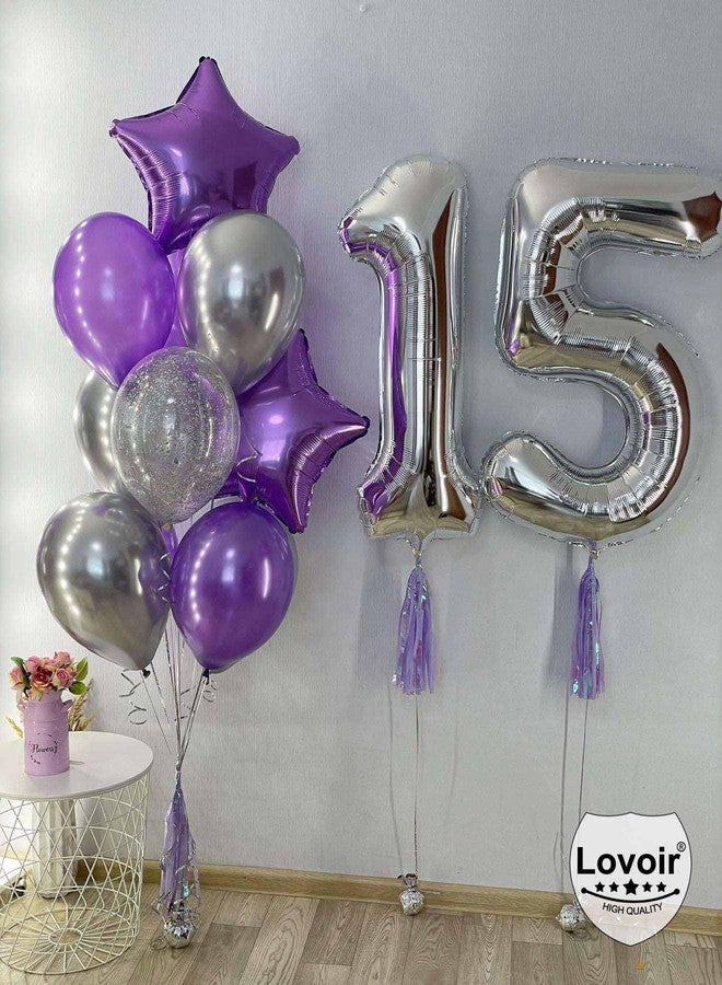 لافوار بالونات فضية على شكل الرقم 11، بالونات عملاقة على شكل الرقم 11 مقاس 40 بوصة، مصنوعة من رقائق مايلر، مملوءة بالهيليوم، مثالية لحفلات أعياد الميلاد الحادي عشر، وحفلات الذكرى السنوية، وتزيين المناسبات. - Image 5